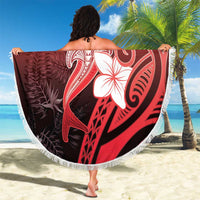 Polynesia Hammerhead Shark Beach Blanket Red Tribal Pattern With Plumeria LT05 - Polynesian Pride