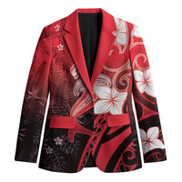 Polynesia Hammerhead Shark Blazer Red Tribal Pattern With Plumeria LT05 Unisex Red - Polynesian Pride