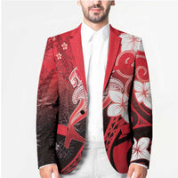 Polynesia Hammerhead Shark Blazer Red Tribal Pattern With Plumeria LT05 - Polynesian Pride