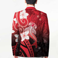 Polynesia Hammerhead Shark Blazer Red Tribal Pattern With Plumeria LT05 - Polynesian Pride