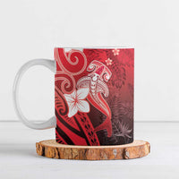 Polynesia Hammerhead Shark Ceramic Mug Red Tribal Pattern With Plumeria LT05 Red - Polynesian Pride
