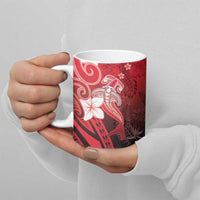 Polynesia Hammerhead Shark Ceramic Mug Red Tribal Pattern With Plumeria LT05 - Polynesian Pride