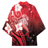 Polynesia Hammerhead Shark Kimono Red Tribal Pattern With Plumeria LT05 - Polynesian Pride