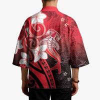 Polynesia Hammerhead Shark Kimono Red Tribal Pattern With Plumeria LT05 - Polynesian Pride