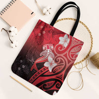 Polynesia Hammerhead Shark Tote Bag Red Tribal Pattern With Plumeria LT05 Black Strap One Size Red - Polynesian Pride