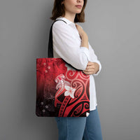 Polynesia Hammerhead Shark Tote Bag Red Tribal Pattern With Plumeria LT05 - Polynesian Pride