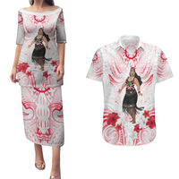 New Zealand Women's Day Couples Matching Puletasi and Hawaiian Shirt Maori Wahine Polynesian Pattern LT05 White - Polynesian Pride
