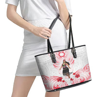 New Zealand Women's Day Leather Tote Bag Maori Wahine Polynesian Pattern