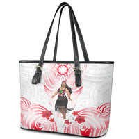 New Zealand Women's Day Leather Tote Bag Maori Wahine Polynesian Pattern