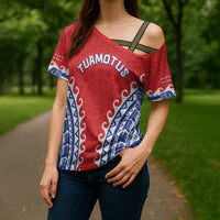 Custom Tuamotu Archipelago Cross Shoulder Shirt Polynesian Tribal Tattoo LT05 - Polynesian Pride