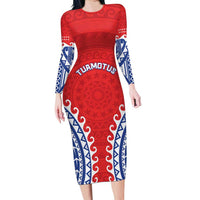 Custom Tuamotu Archipelago Family Matching Long Sleeve Bodycon Dress and Hawaiian Shirt Polynesian Tribal Tattoo