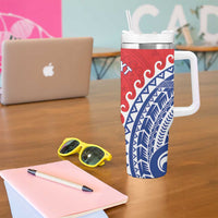 Custom Tuamotu Archipelago Tumbler With Handle Polynesian Tribal Tattoo