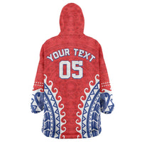 Custom Tuamotu Archipelago Wearable Blanket Hoodie Polynesian Tribal Tattoo