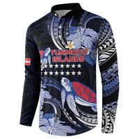 Tuamotu Islands Button Sweatshirt Polynesian Pattern With Turtle