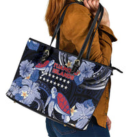 Tuamotu Islands Leather Tote Bag Polynesian Pattern With Turtle