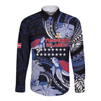 Tuamotu Islands Long Sleeve Button Shirt Polynesian Pattern With Turtle