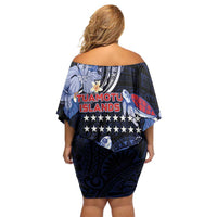 Tuamotu Islands Off Shoulder Short Dress Polynesian Pattern With Turtle