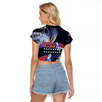 Tuamotu Islands Raglan Cropped T Shirt Polynesian Pattern With Turtle