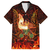 Samoa Siva Afi Festival Family Matching Off Shoulder Short Dress and Hawaiian Shirt Fire Knife Dancing LT05 Dad's Shirt - Short Sleeve Green - Polynesian Pride