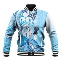 Aotearoa Maori Wahine Baseball Jacket Fantail Bird Blue Gold Marble LT05 Unisex Blue - Polynesian Pride