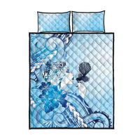 Aotearoa Maori Wahine Quilt Bed Set Fantail Bird Blue Gold Marble