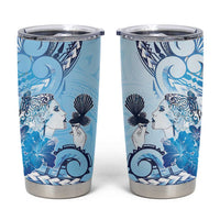 Aotearoa Maori Wahine Tumbler Cup Fantail Bird Blue Gold Marble