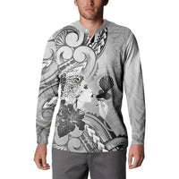 Aotearoa Maori Wahine Button Sweatshirt Fantail Bird Black Gold Marble LT05 - Polynesian Pride