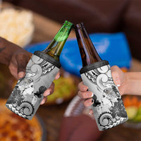 Aotearoa Maori Wahine 4 in 1 Can Cooler Tumbler Fantail Bird Black Gold Marble