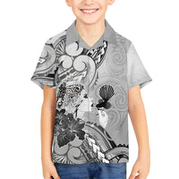 Aotearoa Maori Wahine Family Matching Off Shoulder Maxi Dress and Hawaiian Shirt Fantail Bird Black Gold Marble