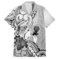 Aotearoa Maori Wahine Family Matching Short Sleeve Bodycon Dress and Hawaiian Shirt Fantail Bird Black Gold Marble