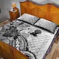 Aotearoa Maori Wahine Quilt Bed Set Fantail Bird Black Gold Marble