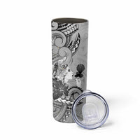 Aotearoa Maori Wahine Skinny Tumbler Fantail Bird Black Gold Marble