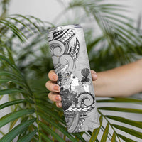 Aotearoa Maori Wahine Skinny Tumbler Fantail Bird Black Gold Marble