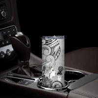 Aotearoa Maori Wahine Skinny Tumbler Fantail Bird Black Gold Marble