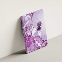 Aotearoa Maori Wahine Canvas Wall Art Fantail Bird Purple Gold Marble