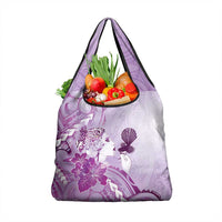 Aotearoa Maori Wahine Grocery Bag Fantail Bird Purple Gold Marble