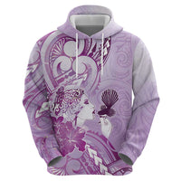 Aotearoa Maori Wahine Hoodie Fantail Bird Purple Gold Marble