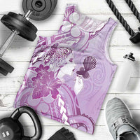 Aotearoa Maori Wahine Men Tank Top Fantail Bird Purple Gold Marble