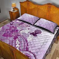 Aotearoa Maori Wahine Quilt Bed Set Fantail Bird Purple Gold Marble