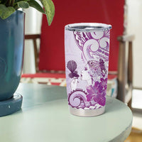 Aotearoa Maori Wahine Tumbler Cup Fantail Bird Purple Gold Marble
