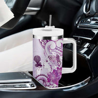 Aotearoa Maori Wahine Tumbler With Handle Fantail Bird Purple Gold Marble