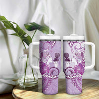 Aotearoa Maori Wahine Tumbler With Handle Fantail Bird Purple Gold Marble