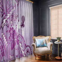 Aotearoa Maori Wahine Window Curtain Fantail Bird Purple Gold Marble