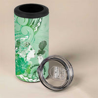 Aotearoa Maori Wahine 4 in 1 Can Cooler Tumbler Fantail Bird Green Gold Marble