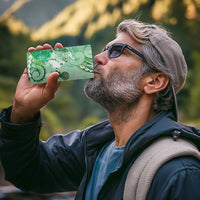 Aotearoa Maori Wahine 4 in 1 Can Cooler Tumbler Fantail Bird Green Gold Marble