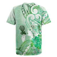 Aotearoa Maori Wahine Rugby Jersey Fantail Bird Green Gold Marble