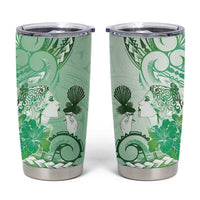 Aotearoa Maori Wahine Tumbler Cup Fantail Bird Green Gold Marble