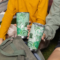 Aotearoa Maori Wahine Tumbler Cup Fantail Bird Green Gold Marble