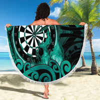 New Zealand Darts Beach Blanket Maori Koru Dartboard Turquoise Flame