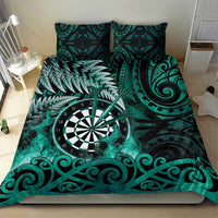 New Zealand Darts Bedding Set Maori Koru Dartboard Turquoise Flame